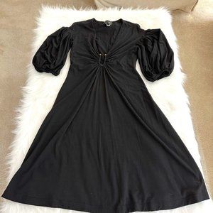 Just Cavalli Roberto Cavalli Dress Midi Black Jersey Knit Metal Bust Accent - 10